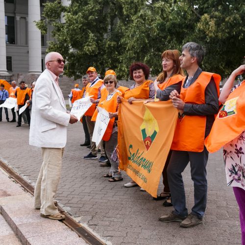 „Solidarumas“ protestavo prieš mokesčių reformą  © G. Bartuškos / ELTOS nuotr.