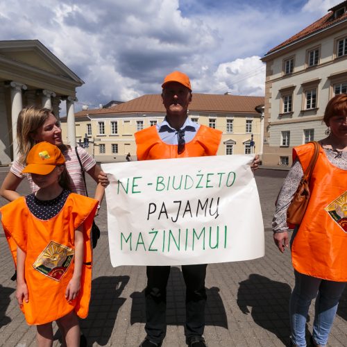 „Solidarumo“ protestas prie Prezidentūros  © G. Bartuškos / ELTOS nuotr.