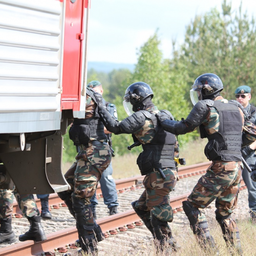 Pasieniečių pratybos: tramdė rusų sirgalius  © VSAT nuotr.