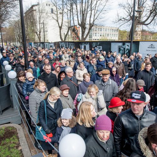 Studentai per Laisvės alėją rideno margutį  © Vilmanto Raupelio nuotr.