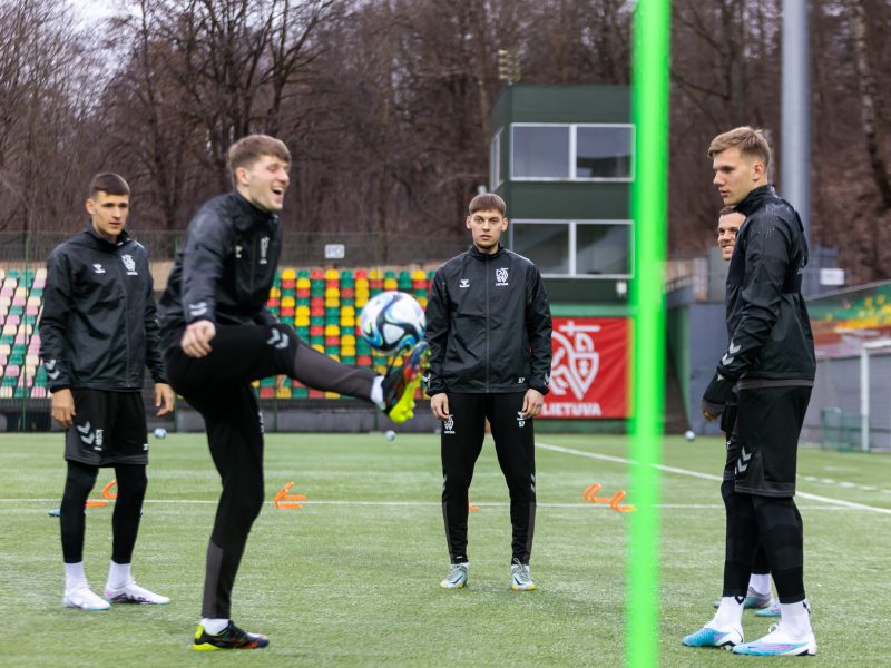 Lietuvos vyrų futbolo rinktinės treniruotė prieš dvikovą su Serbijos rinktine