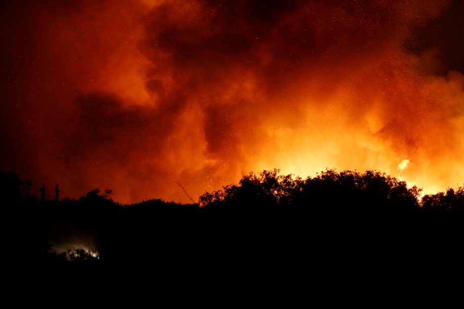 Dėl milžiniško gaisro Kalifornijoje uždarytas greitkelis