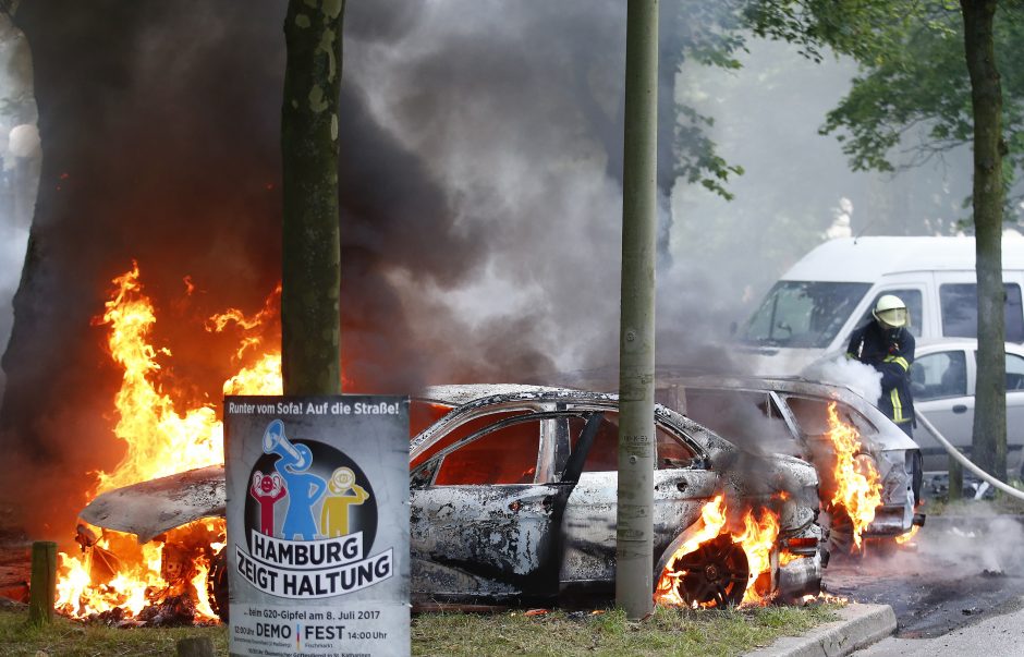 Prieš G-20 viršūnių susitikimą Hamburge įsiplieskė audringi protestai