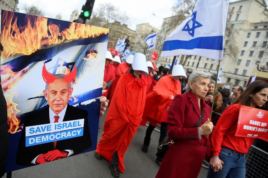 JK vyksta protestai prieš Izraelio lyderio vizitą Londone