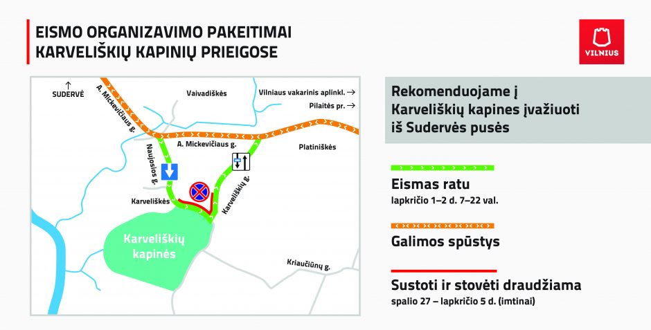 Artėjant Vėlinėms nuo penktadienio prie sostinės kapinių įvedami eismo ribojimai