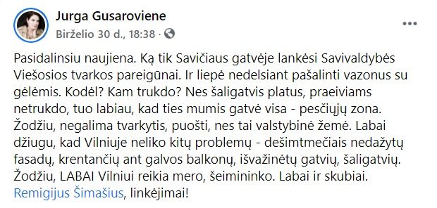 Pareigūnams senamiestyje užkliuvo gėlės: savininkei grasinta baudomis