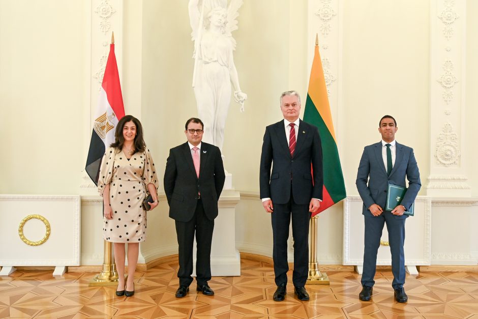 Prezidentas priėmė Egipto, Jordanijos ir Botsvanos ambasadorių skiriamuosius raštus
