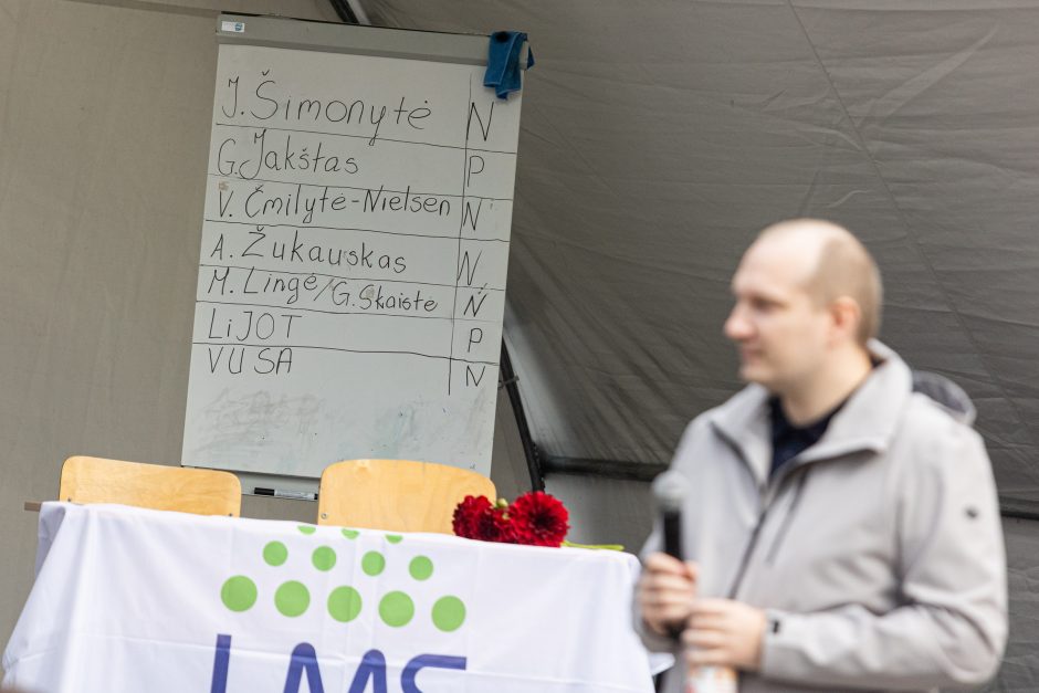 G. Jakštas susitiko su protestuojančiais mokytojais