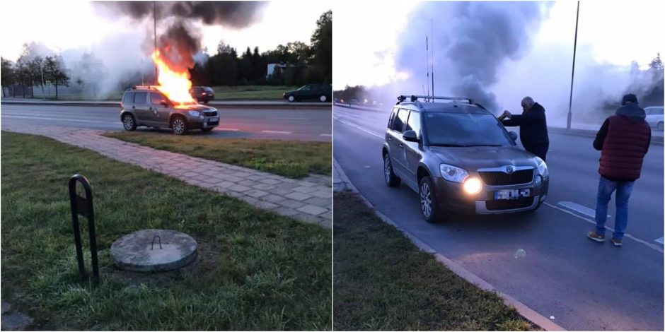 Šiauliuose gatvėje atvira liepsna degė automobilis