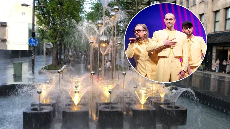 Kaunas grupei „The Roop“ siunčia palaikymo žinutę: Laisvės alėjos fontane – šviesų šokis