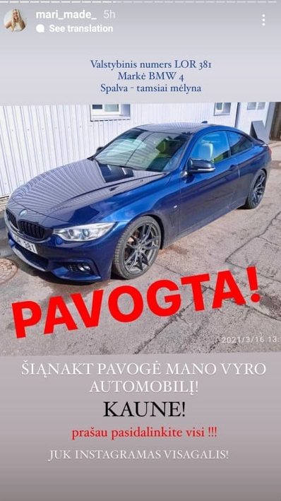 Apvogta papuošalų kūrėjos M. Šalaševičienės šeima: tiesiog įsėdo į BMW ir išvažiavo