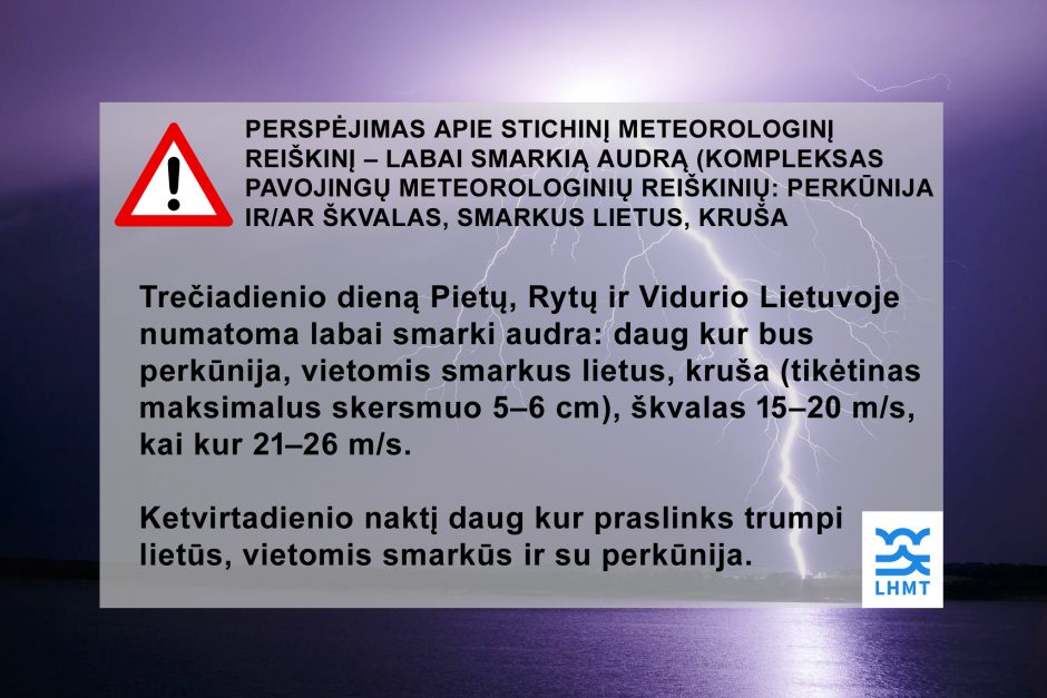Įspėja: Lietuvai smogs labai smarki audra