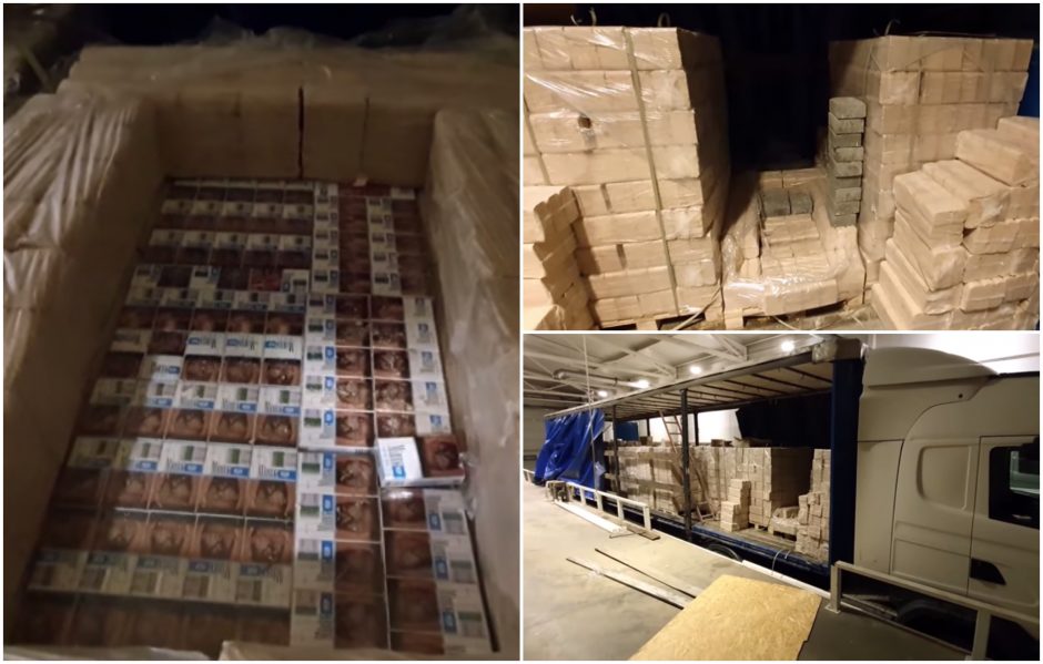 Kuro briketuose rastas paslėptas 300 tūkst. eurų vertės nelegalių rūkalų krovinys