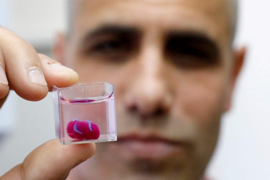 Izraelio mokslininkai pademonstravo pirmąją 3D spausdintuvu sukurtą širdį