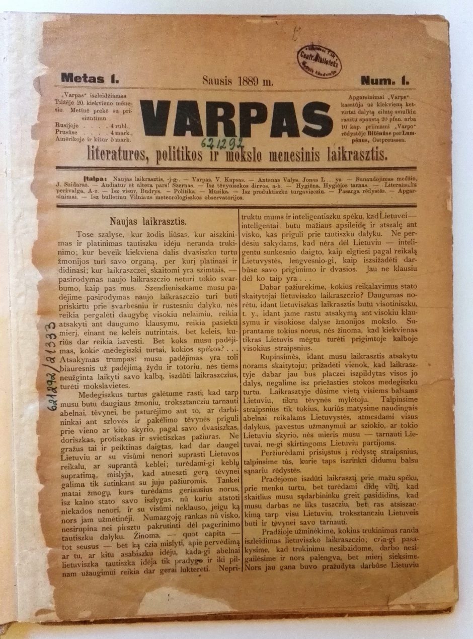 Žurnalui „Varpas“ sukanka 130 metų