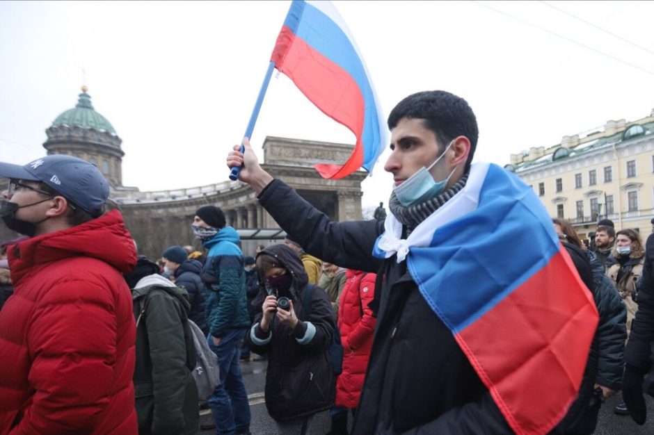 ES pasmerkė „masinius sulaikymus“ protestuose, skirtuose A. Navalnui palaikyti