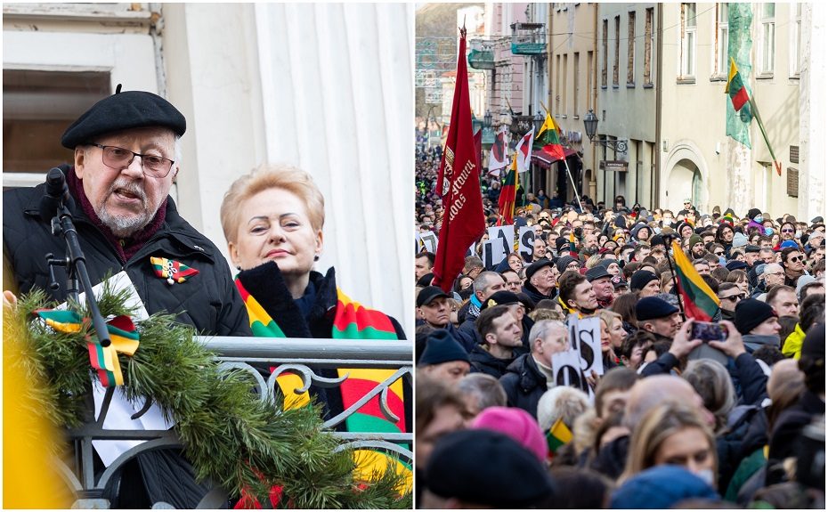 V. Landsbergio kalbą lydėję protestuotojų šūksniai „Gėda“ greitai buvo nuslopinti plojimais