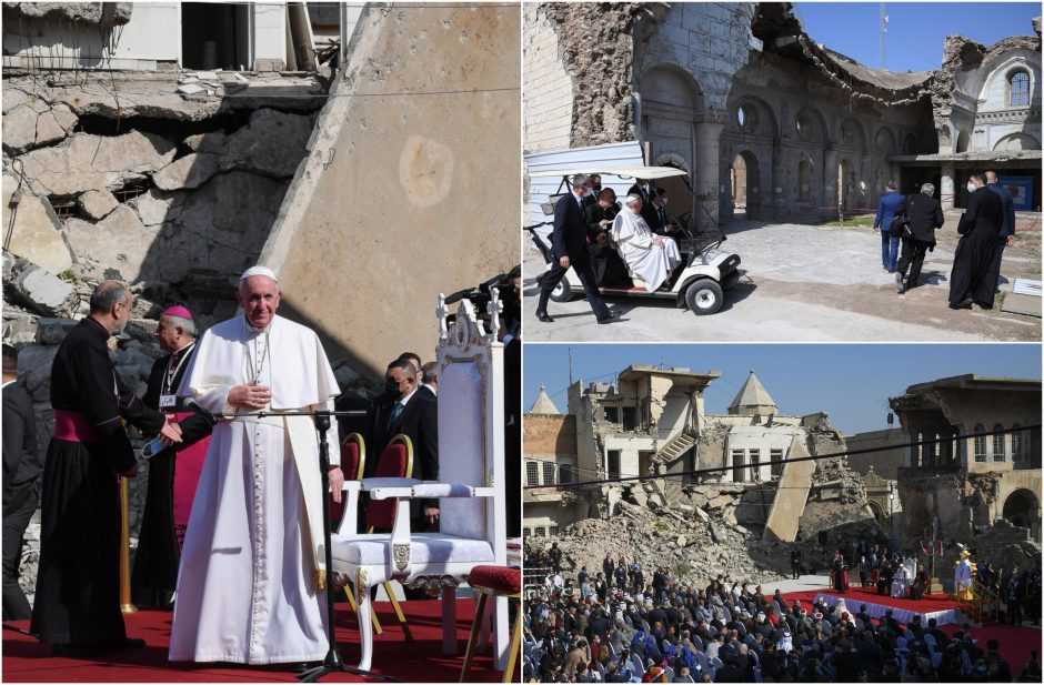 Irake popiežius Pranciškus meldėsi už karo aukas