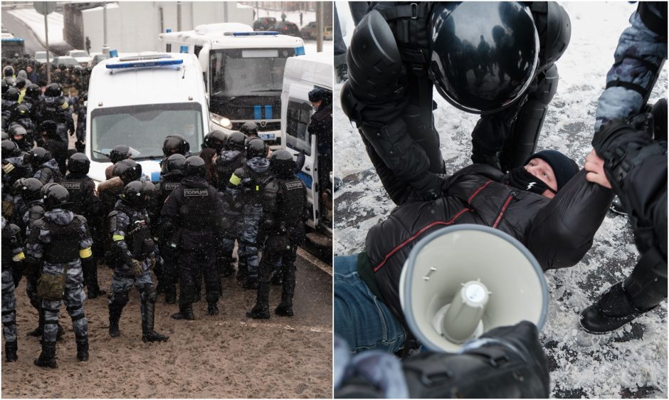 Vokietijos vyriausybė smerkia policijos smurtą prieš demonstrantus Rusijoje