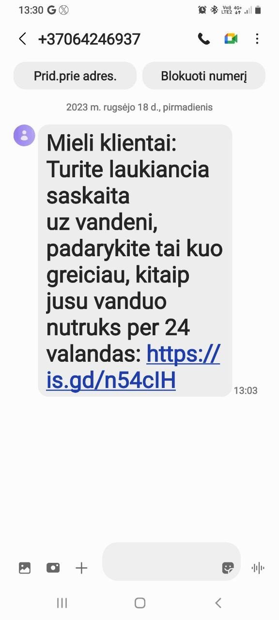 Įspėja saugotis sukčių: siunčia žinutes skubiai apmokėti komunalinius mokesčius