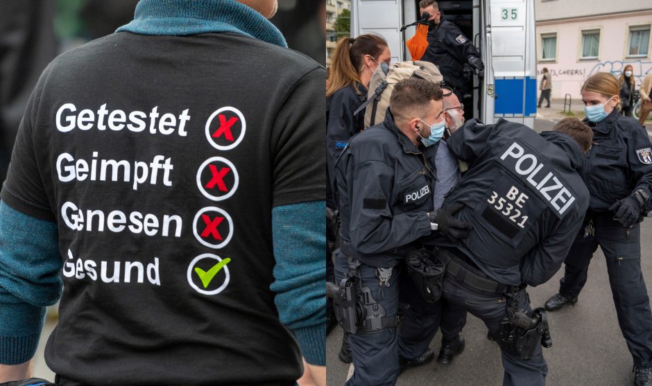 Berlyne – protestai prieš COVID-19 priemones: sulaikyti 36 asmenys