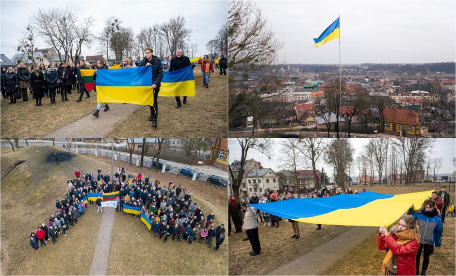 Ant Pelėdų kalno suplevėsavo Ukrainos vėliava