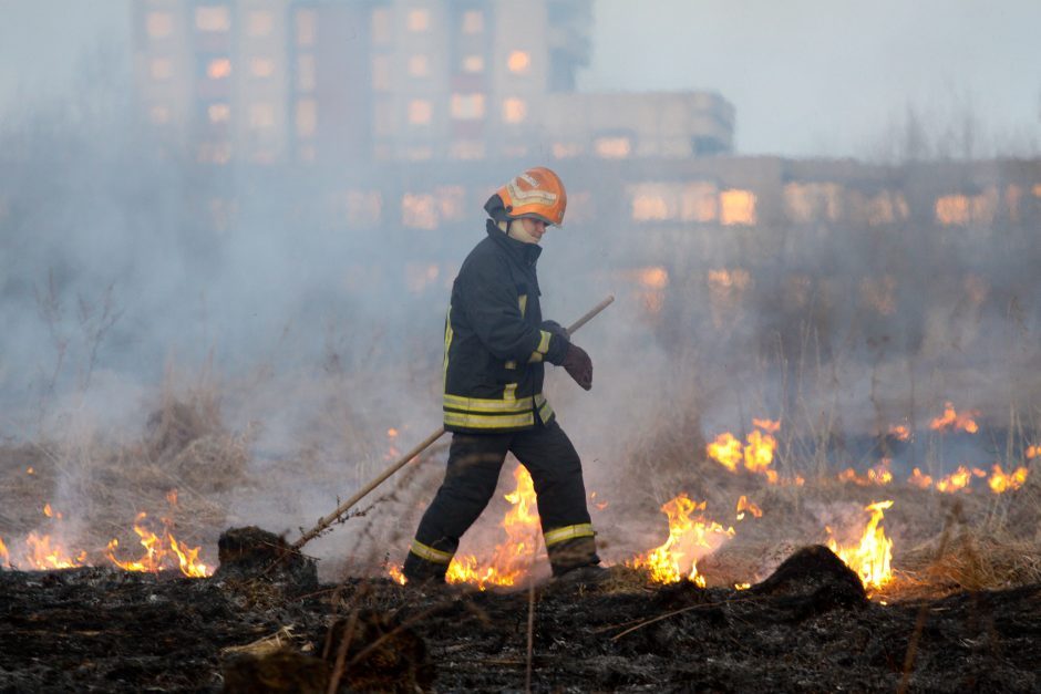 Savaitgalį ugniagesiai vos spėjo suktis: kilo per 70 žolės gaisrų