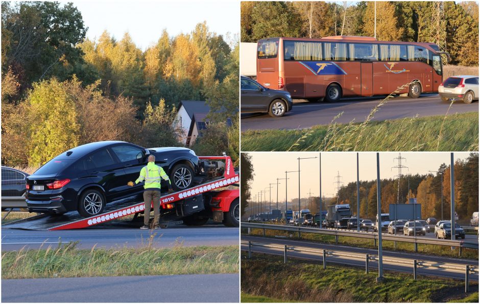 Avarija po avarijos: autobuso ir BMW susidūrimas paralyžiavo magistralę