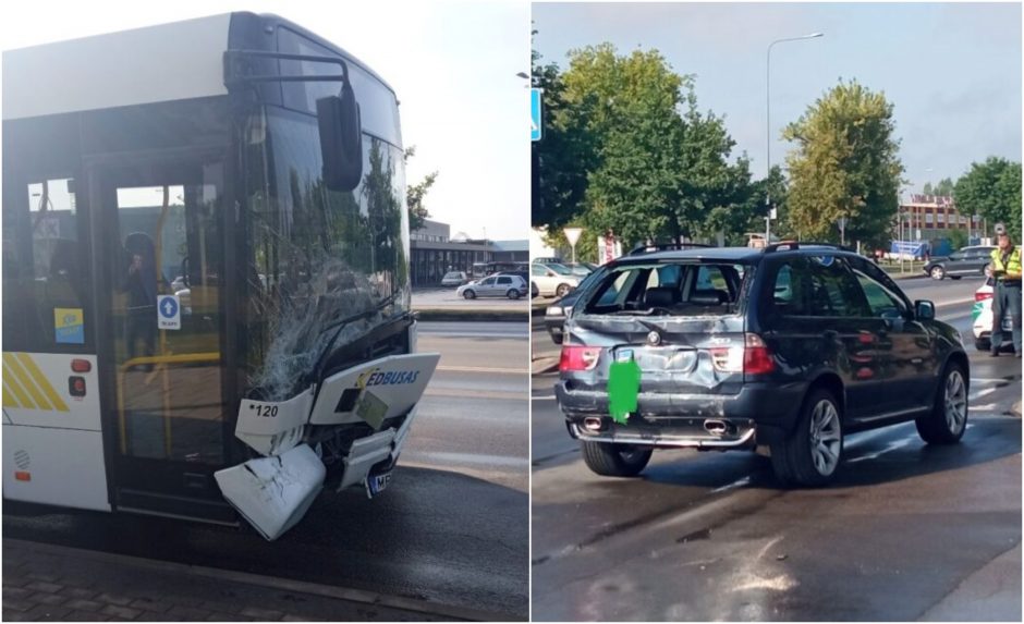 Sutrikus vairuotojo sveikatai, nevaldomas autobusas rėžėsi į BMW: yra sužalotų