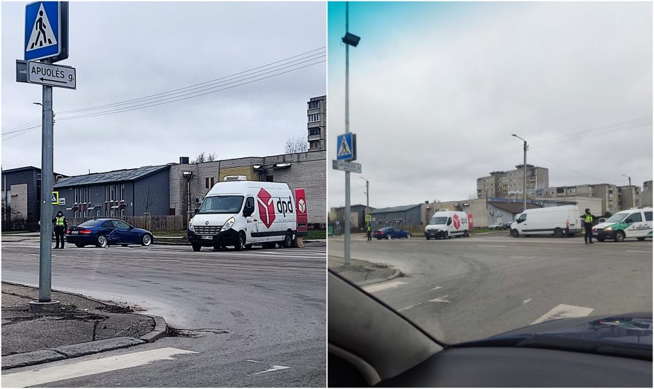 Pastojo kelią siuntų mikroautobusui: avarija užblokavo eismą Baltijos g. 