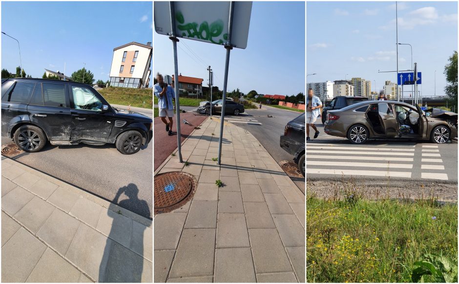 Avarija sostinėje: abu automobiliai – sumaitoti, medikų pagalbos žmonės atsisakė