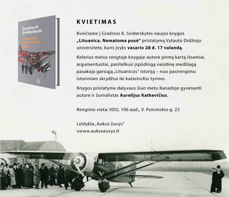 Kaune – G. Sviderskytės knygos „Lituanica. Nematoma pusė“ pristatymas