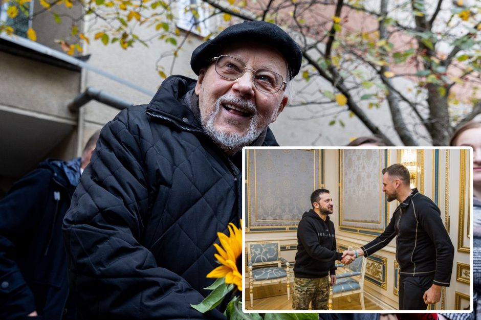 V. Landsbergis draugiškai pasišaipė iš anūko dėl jo aprangos Ukrainoje: per greit augi