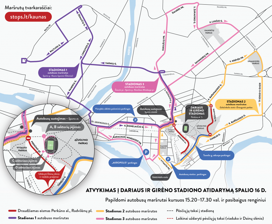 Į stadiono atidarymą – viešuoju transportu: papildomi maršrutai ir nemokamos kelionės žiūrovams