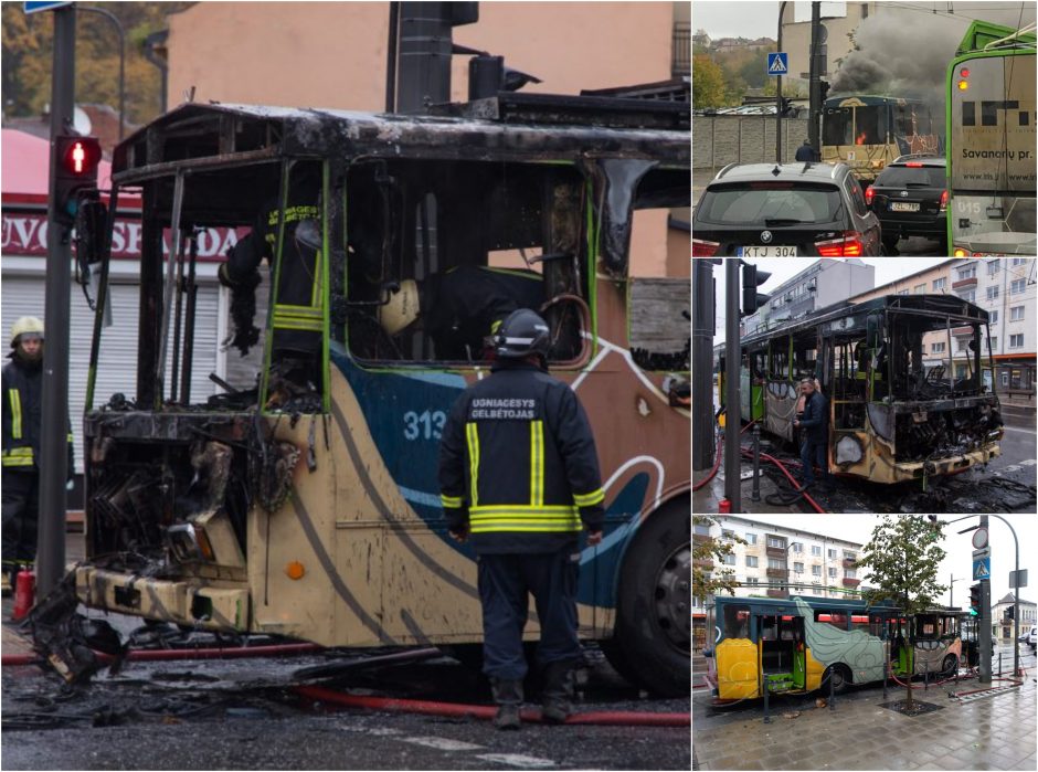 Netoli autobusų stoties užsiliepsnojo senasis troleibusas