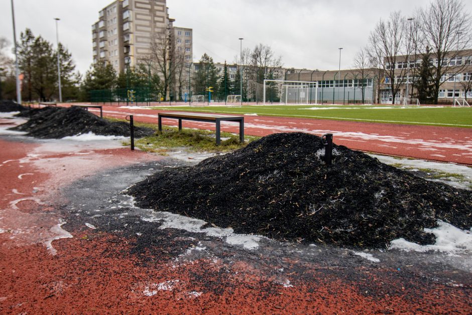 Kadetų licėjus ramina: čia ne užterštumas, čia toks naujoviškas stadionas