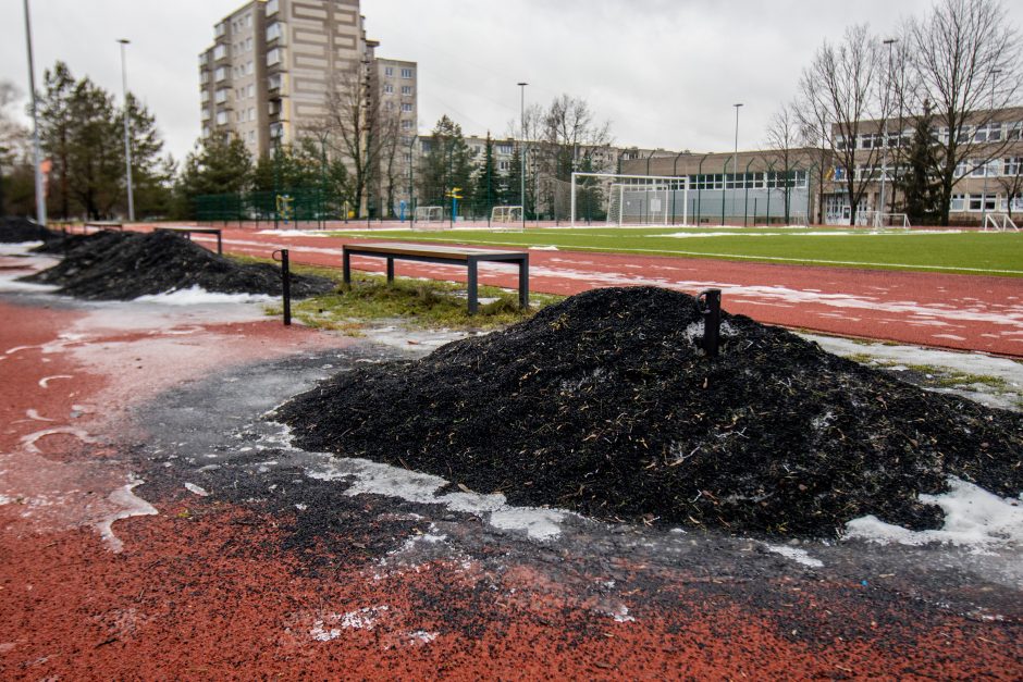 Kadetų licėjus ramina: čia ne užterštumas, čia toks naujoviškas stadionas