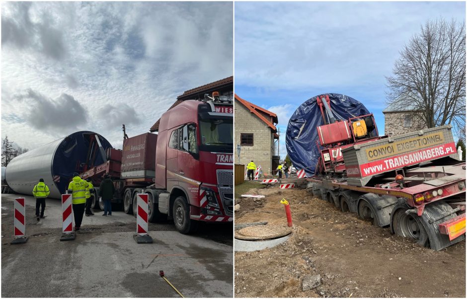 Nelaimė Veiviržėnuose: išvirto vėjo jėgainių dalys