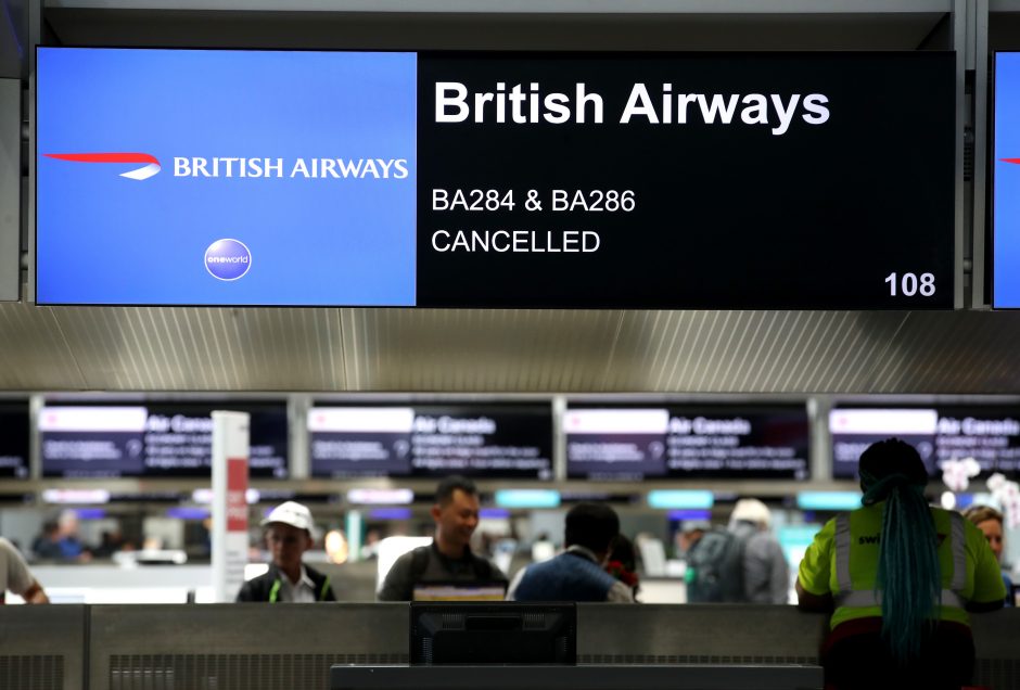 Dėl „British Airways“ pilotų streiko atšaukta šimtai skrydžių