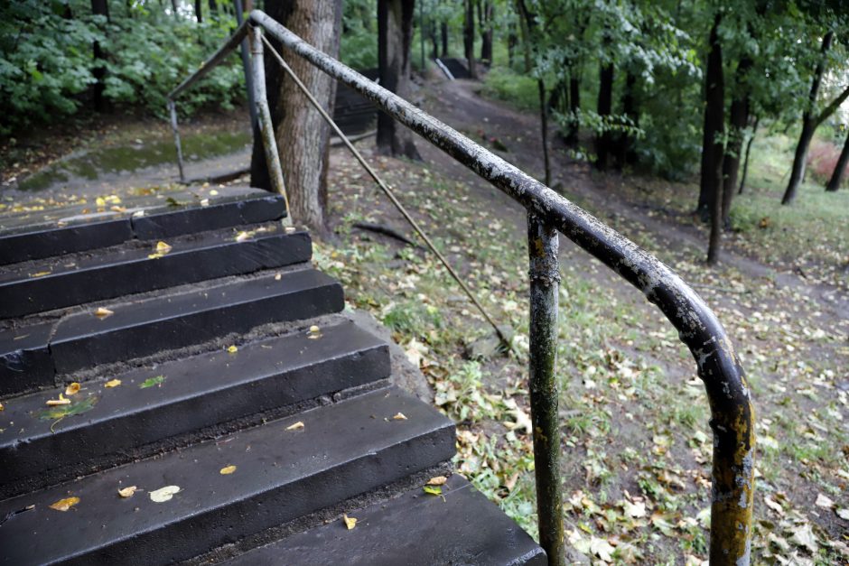 Į tvarkomą Vytauto parką – netvarkingais laiptais