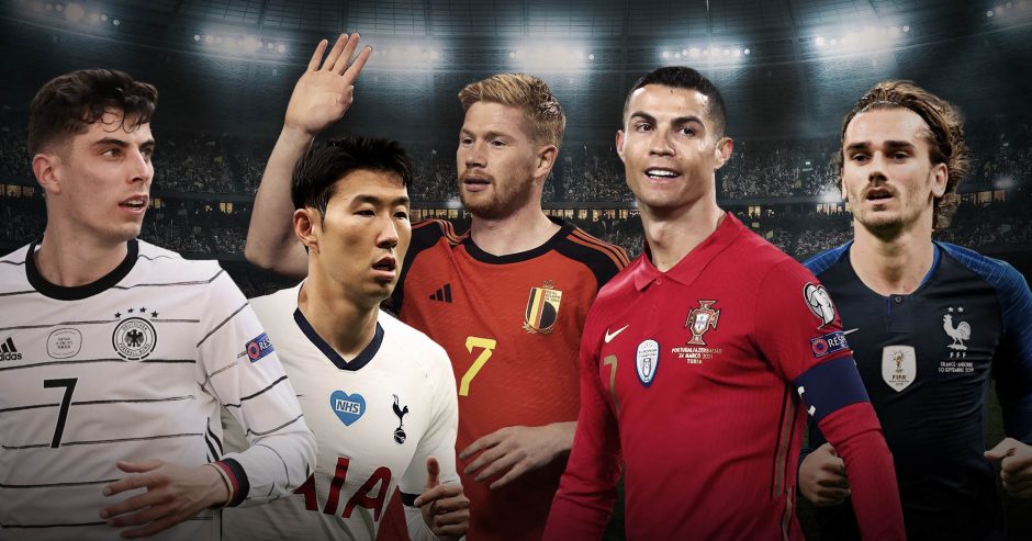 Kokie geriausi futbolininkai pasaulio futbolo čempionate dėvės 7-etu pažymėtus marškinėlius?