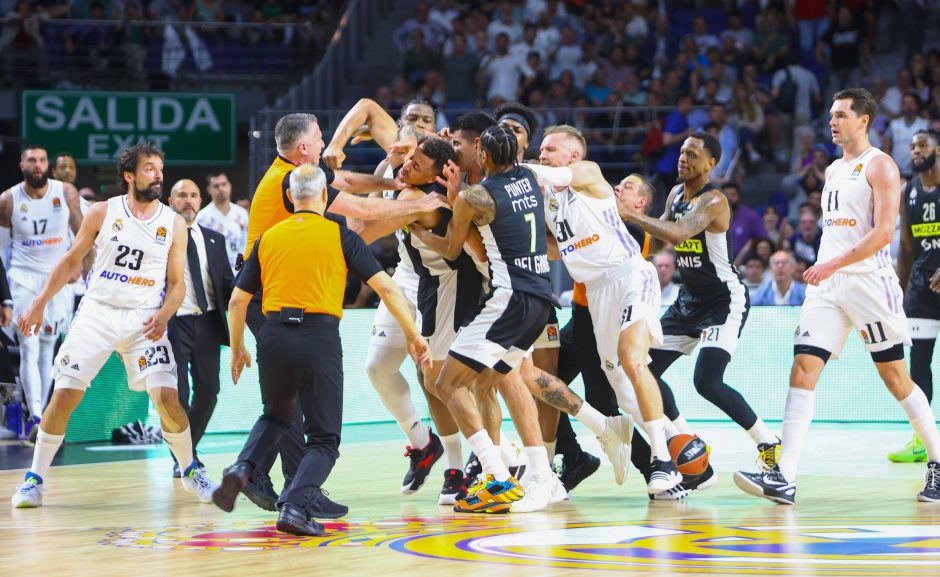 Išskirtinės rungtynės Madride: antroji „Partizan“ pergalė ir masinės žaidėjų muštynės