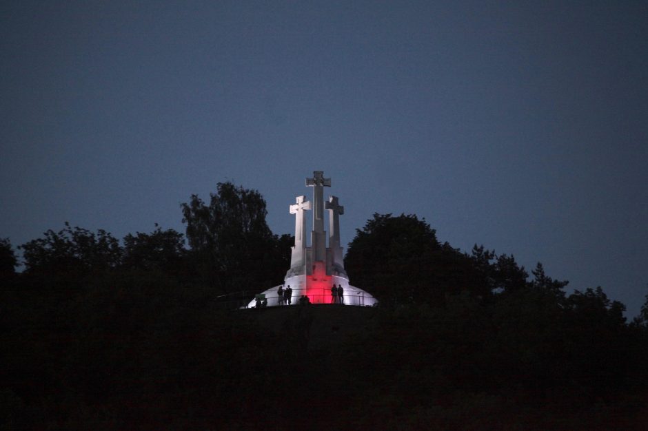 Vilnius sveikina Sakartvelą: tiltai ir Trys kryžiai nušvito raudonai