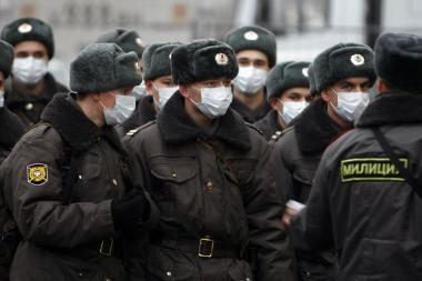 Maskvoje per nesankcionuotą mitingą futbolo aistruoliai susirėmė su milicija