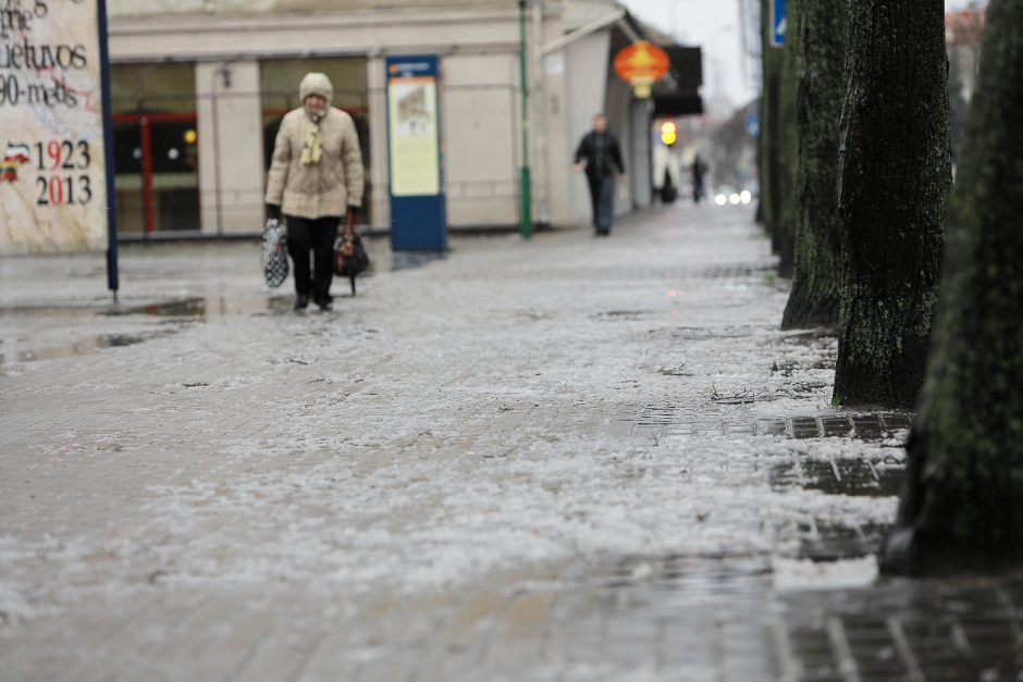 Naktį Klaipėdoje vėjas blaškė šiukšlių konteinerius, sudaužė stotelės stiklus