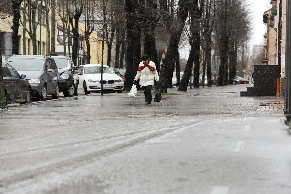 Naktį Klaipėdoje vėjas blaškė šiukšlių konteinerius, sudaužė stotelės stiklus