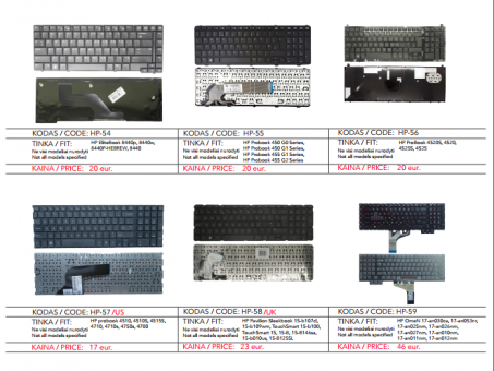 Skelbimas - PIGIAUSIAI. HP nešiojamų kompiuterių kliaviatūros nuo 7 eurų