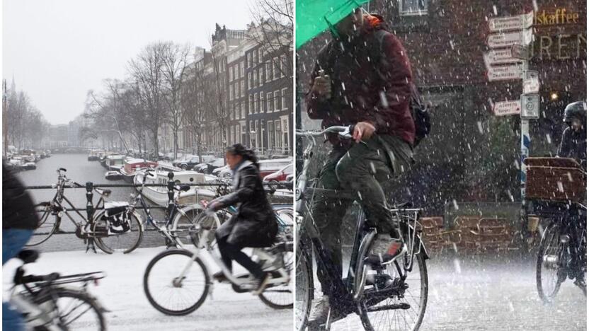 Galimybės: Nyderlandų miestuose sukurta dviračių kelių infrastruktūra patogi minti pedalus bet kokiu oru.