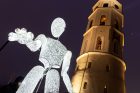 Katedros aikštėje įžiebta šviesos instaliacija – laikrodis Katedros aikštėje įžiebta šviesos instaliacija – laikrodis