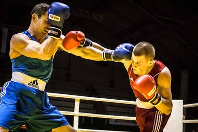  Istorija: 2014 m. A. Šociko turnyro finale E. Stanionis (dešinėje) nugalėjo anglą S. Fitzgeraldą.